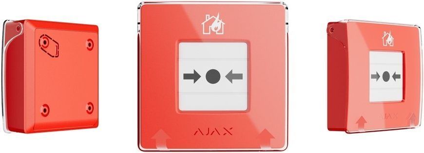 Бездротова настінна кнопка для активації пожежної тривоги вручну Ajax Manual Call Point (Червона) Jeweller (для житлових обʼєктів) 000037734 фото
