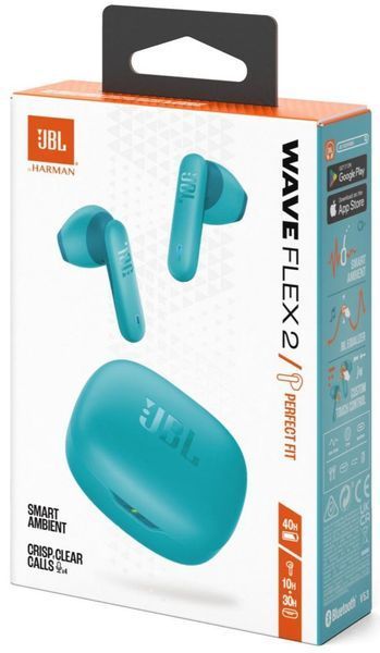 Гарнітура вкладиші JBL Wave Flex 2 TWS Bluetooth, Blue JBLWFLEX2BLU фото