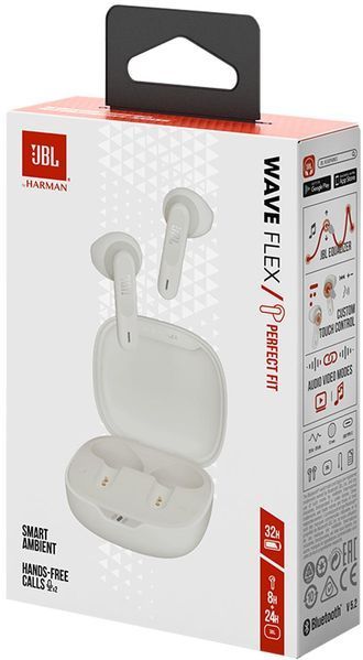 Гарнітура вкладиші JBL Wave Flex TWS Bluetooth, White JBLWFLEXWHT фото