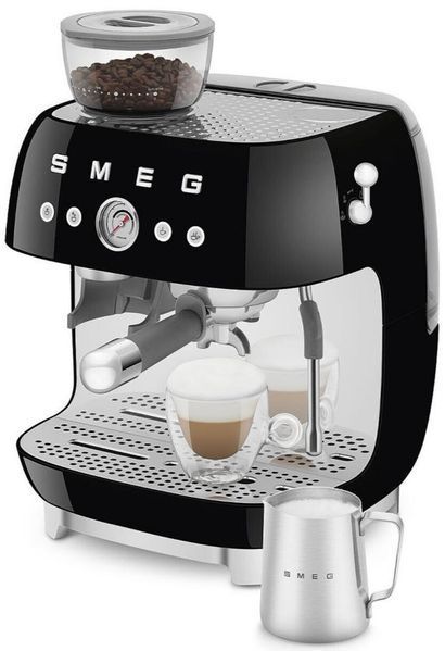 Ріжкова кавоварка Smeg Espresso coffee machine with grinder Black EGF03BLEU фото